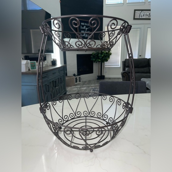 Simple Houseware‎ Bronze 2-Tier Countertop Fruit Basket Bowl Storage - Picture 4 of 14